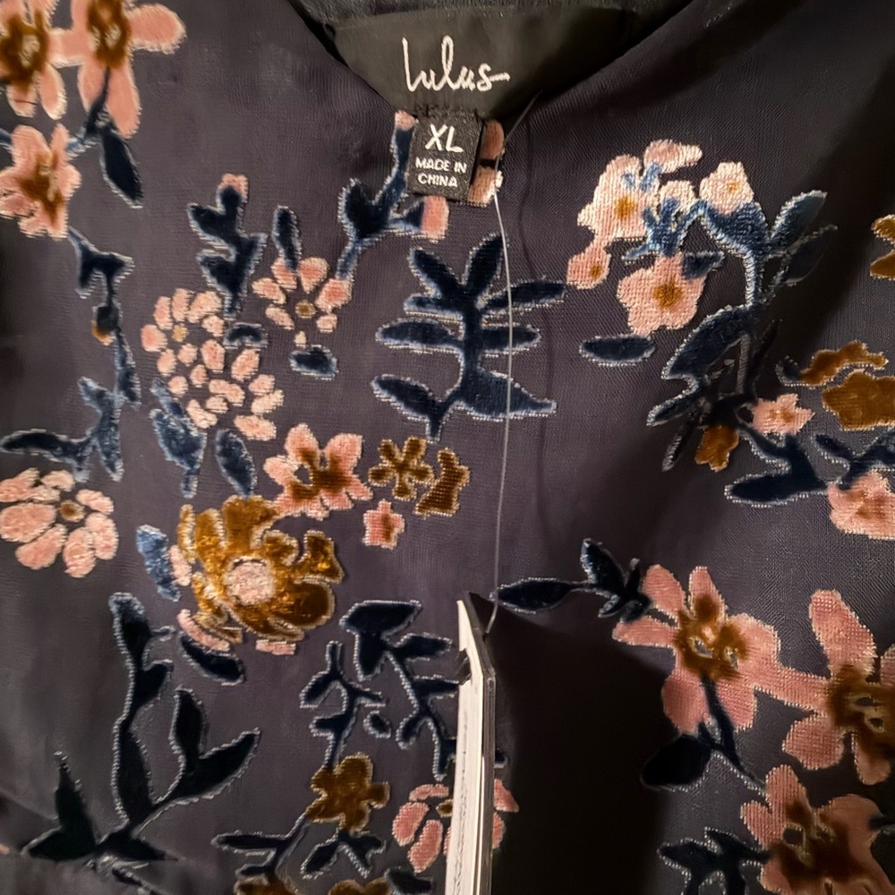 Lulus Black Floral Velvet Asymmetrical Dress - Picture 4 of 4